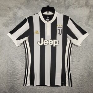 Adidas Juventus Jeep Soccer Jersey Football Black White Striped Mens Small